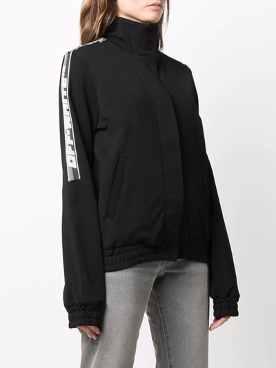 Shop Off-white Logo-tape High-neck Track Jacket In Nero