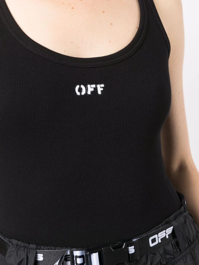 Shop Off-white Ribbed Logo-print Bodysuit In Mixed Colours