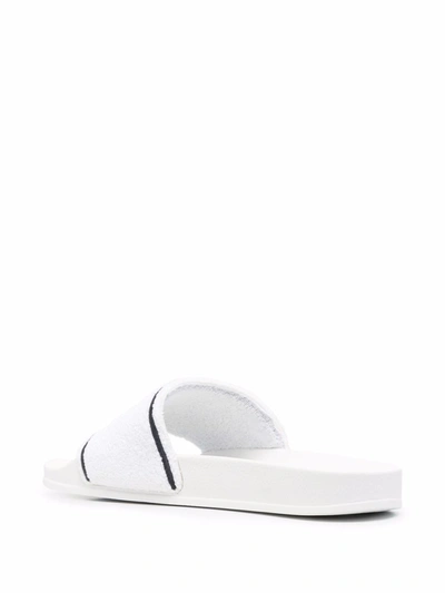 Off-white White Towel Material Slides With Striped Detailing In Blue