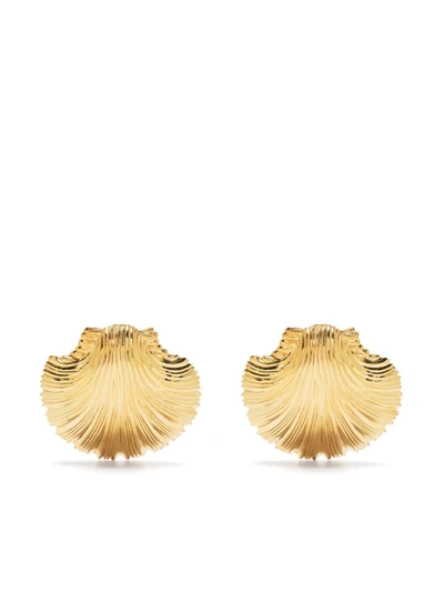 Shop Atu Body Couture Seashell Stud Earrings In Gold