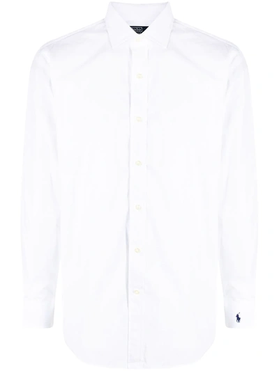 Shop Polo Ralph Lauren Long-sleeve Cotton Dress Shirt In Weiss