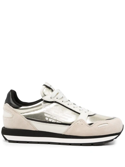 Emporio Armani Leather Sneakers With Laces Gold Leather Woman In Beige |  ModeSens