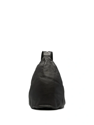 Shop Discord Yohji Yamamoto Logo-embossed Leather Backpack In Schwarz