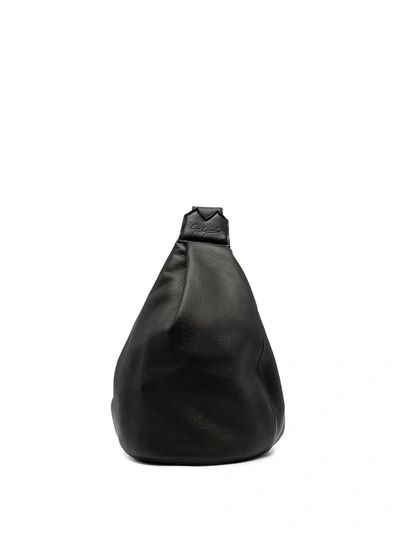 Shop Discord Yohji Yamamoto Logo-embossed Leather Shoulder Bag In Schwarz