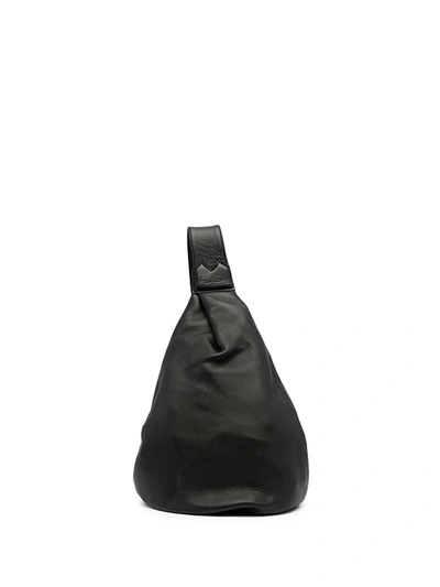 Shop Discord Yohji Yamamoto Logo-embossed Leather Shoulder Bag In Schwarz