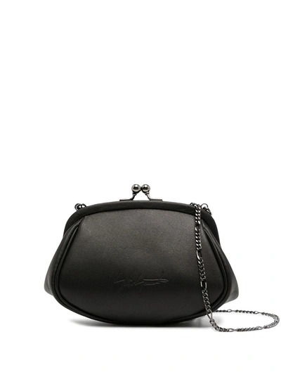 Discord Yohji Yamamoto Clasp Leather Shoulder Bag In Schwarz
