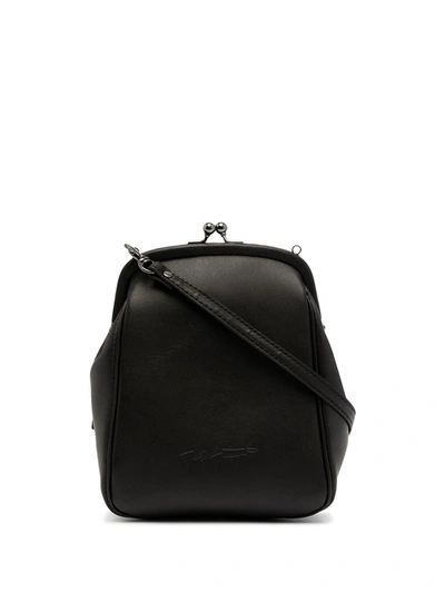 Shop Discord Yohji Yamamoto Logo-embossed Leather Shoulder Bag In Schwarz