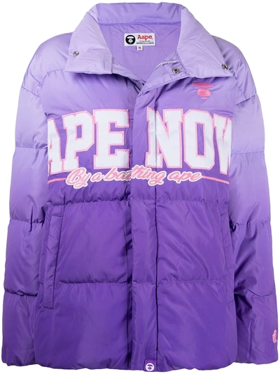 Shop Aape By A Bathing Ape Gradient Logo Padded Jacket In Violett