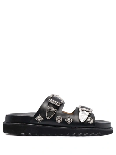 Shop Toga Side-buckle Sandals In Schwarz