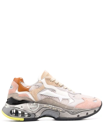 Shop Premiata Sharkyd Colour-block Panelled Leather Sneakers In Nude