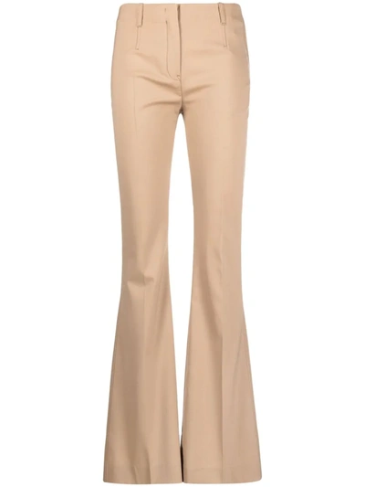 Shop Jacquemus High-waisted Flared Trousers In Nude