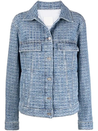 Shop Givenchy 4g Jacquard Denim Jacket In Blau
