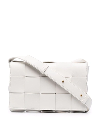 Shop Bottega Veneta Cassette Shoulder Bag In Weiss