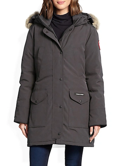 Shop Canada Goose Fur-trimmed Down-filled Trillium Parka In Graphite