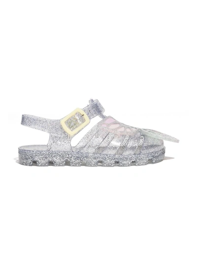 Shop Sophia Webster Butterfly Glitter Jelly Sandals In Silver