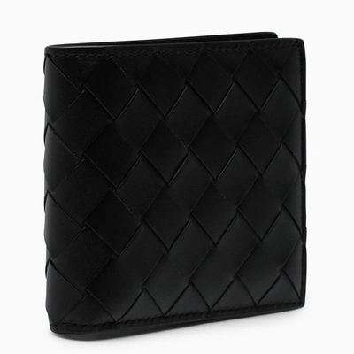 Shop Bottega Veneta Black Intrecciato Bi-fold Wallet