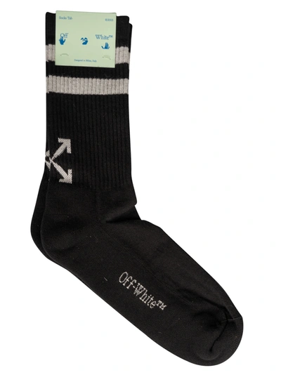 Shop Off-white Striped Socks In Black/white
