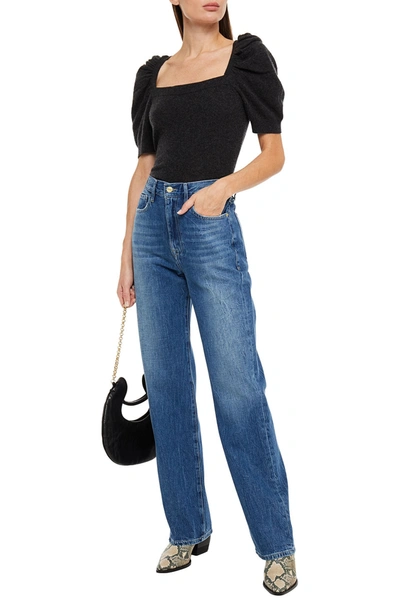 Shop Frame Le Jane High-rise Straight-leg Jeans In Mid Denim