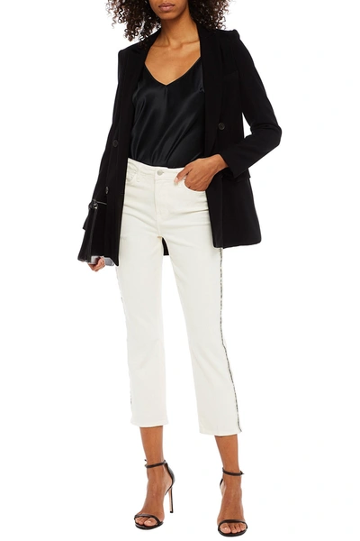 Shop L Agence Nadia Cropped Striped High-rise Slim-leg Jeans In Ivory