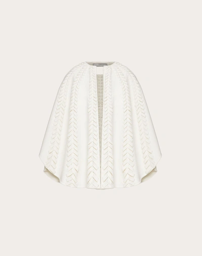 Shop Valentino Embroidered Compact Drap Cape In Ivory