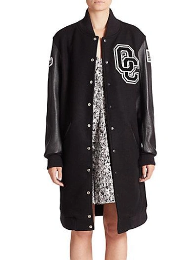 Shop Opening Ceremony Varsity Long Jacket In Black-multi