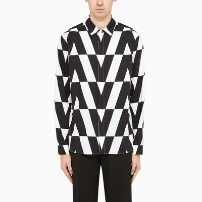 Shop Valentino White/black V-motif Shirt