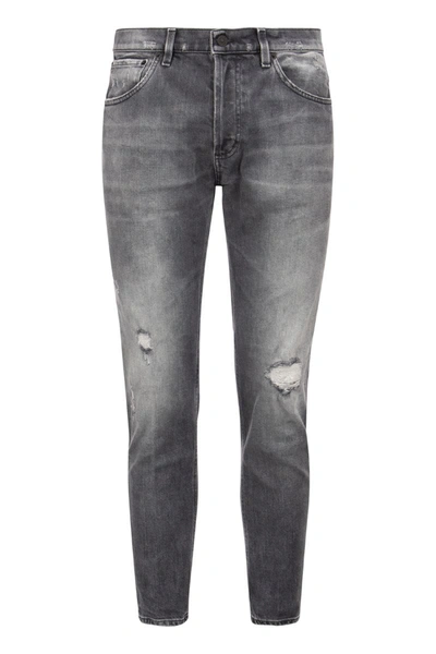 Shop Dondup Brighton - Carrot Fit Jeans With Rips In Grey