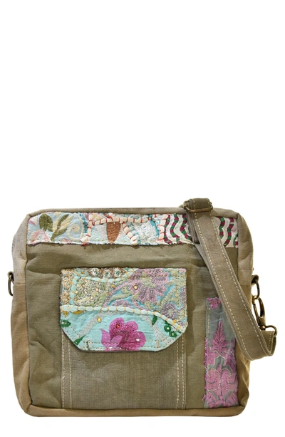 Shop Vintage Addiction Recycled Military Tent Crossbody Bag In Olive/khaki