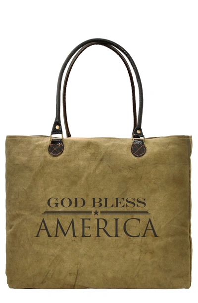 Shop Vintage Addiction Branded Market Tote In Olive/khaki