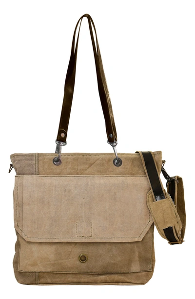 Shop Vintage Addiction Recycled Military Messenger Bag In Olive/khaki