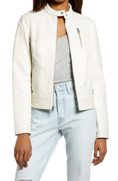Levi's Zip Front Water Repellent Faux Leather Moto Jacket In Oyster ...