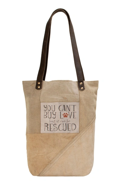 Shop Vintage Addiction Rescue Dog Recycled Tent Tote Bag In Olive/khaki