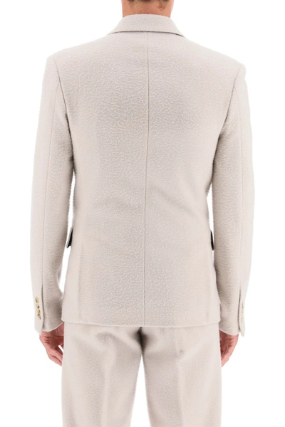 Shop Amiri Brushed Wool Blazer In Beige