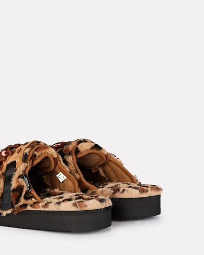 Shop Alanui X Suicoke Leopard Faux Fur Slippers In Brown