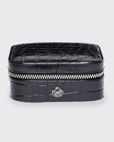 Shop Rapport Cufflink Box In Black Leather In Black Crocodile
