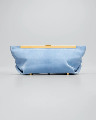 Shop Khaite Aimee Envelope Pleat Clutch Bag In Atmosphere