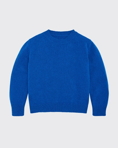 Shop The Row Kid's Solid Cashmere Rib-knit Sweater In Klein Blue