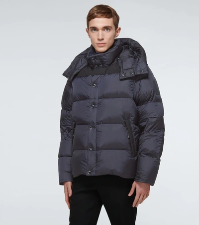 Shop Burberry Convertible Down Jacket In Navy