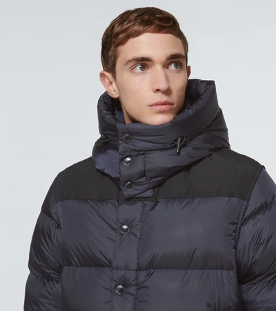 Shop Burberry Convertible Down Jacket In Navy