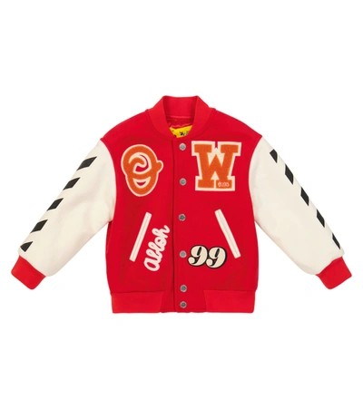 Off-white Kids' Little Boy's & Boy's Off Patch Bomber Varsity Jacket In Red  | ModeSens