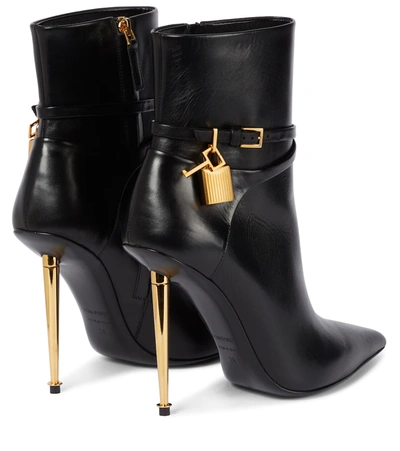 Shop Tom Ford Padlock Leather Ankle Boots In Black