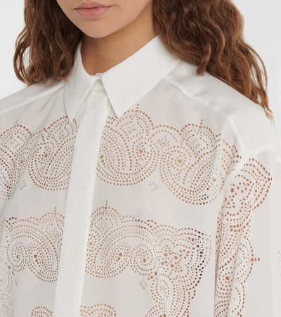 Shop Givenchy Laser-cut Crêpe Shirt In White