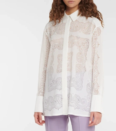 Shop Givenchy Laser-cut Crêpe Shirt In White