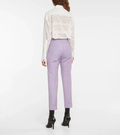 Shop Givenchy High-rise Slim Wool And Mohair Pants In Lilac