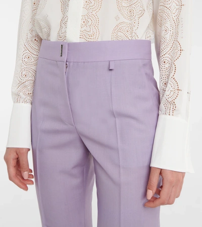 Shop Givenchy High-rise Slim Wool And Mohair Pants In Lilac