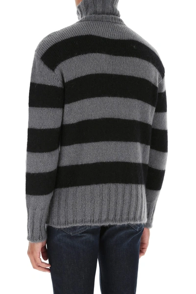 Shop Fendi Embroidered Mohair Blend Sweater  Stripped  Uomo 50