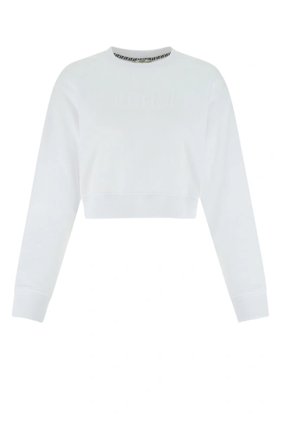 Shop Fendi White Cotton Sweatshirt  White  Donna M