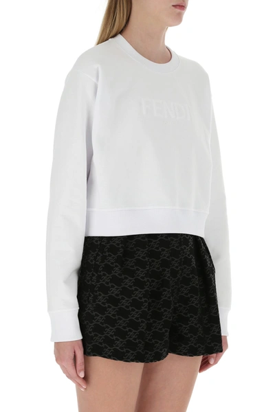 Shop Fendi White Cotton Sweatshirt  White  Donna M