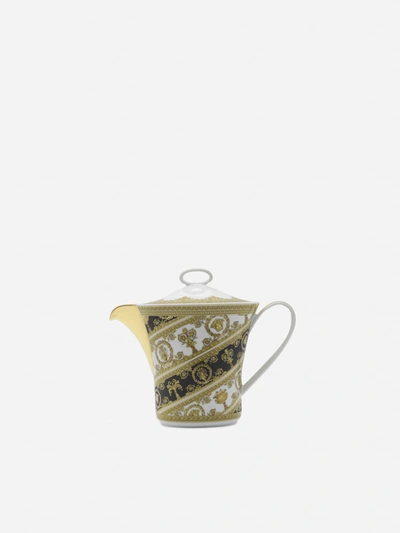 Shop Versace I Love Baroque Teapot In Porcelain In White, Gold, Black