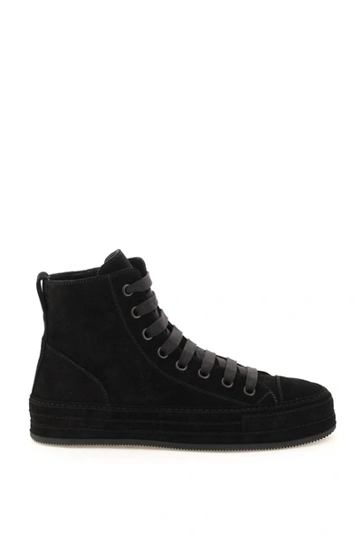 Shop Ann Demeulemeester Raven Suede Leather Hi-top Sneakers In Black (black)